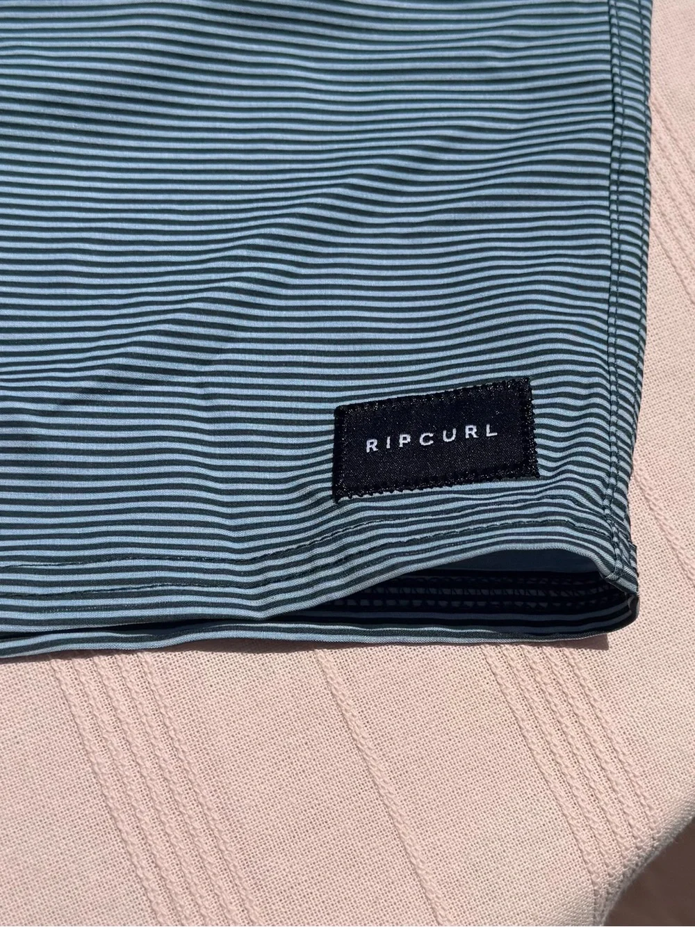 Rip Curl Blue and Black Striped Swim Trunks